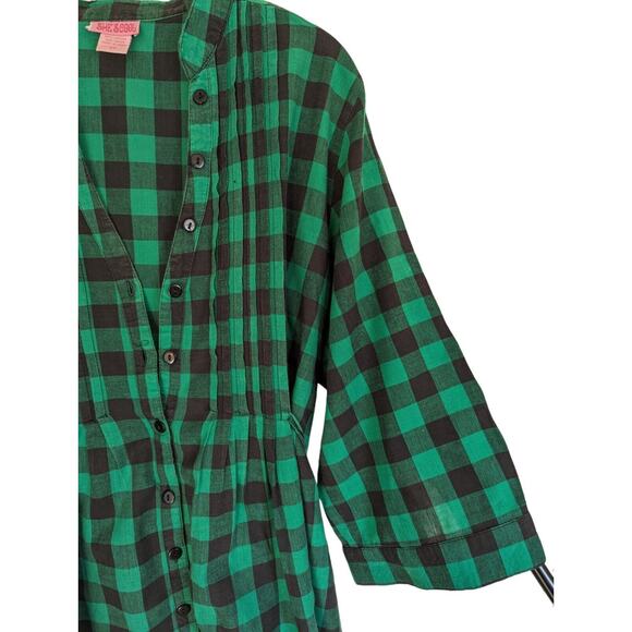 She's Cool Women's 3X Green Plaid Belted Shirt Dress Casual Day Dress Tie Waist - Picture 12 of 16